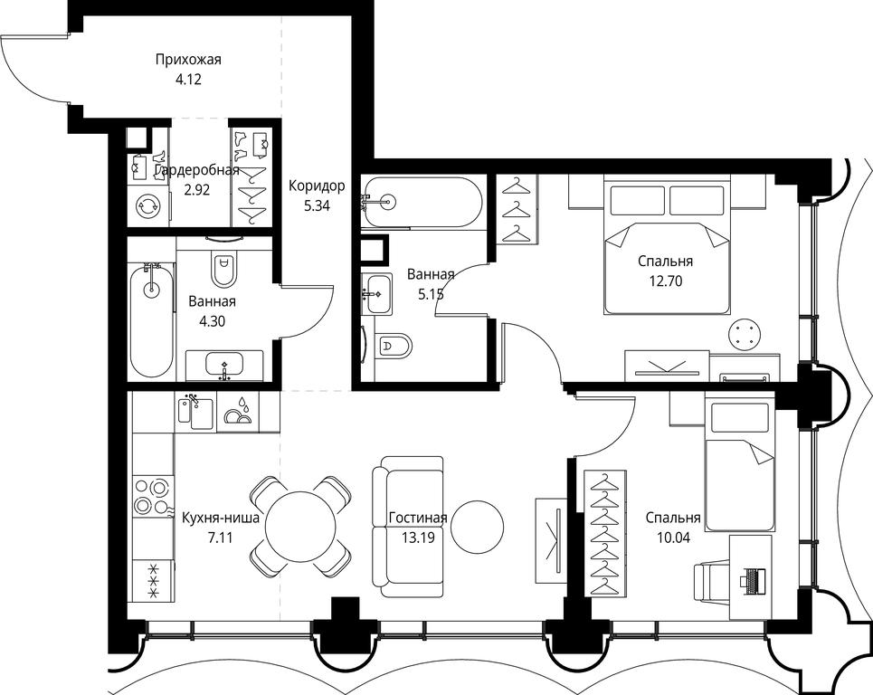 2-BD Apartment Sale, 64.87平方米 at MIRA, Mira Avenue, Moscow, Russia #1 2-BD Apartment Sale, 64.87平方米 at MIRA, Mira Avenue, Moscow, Russia #1