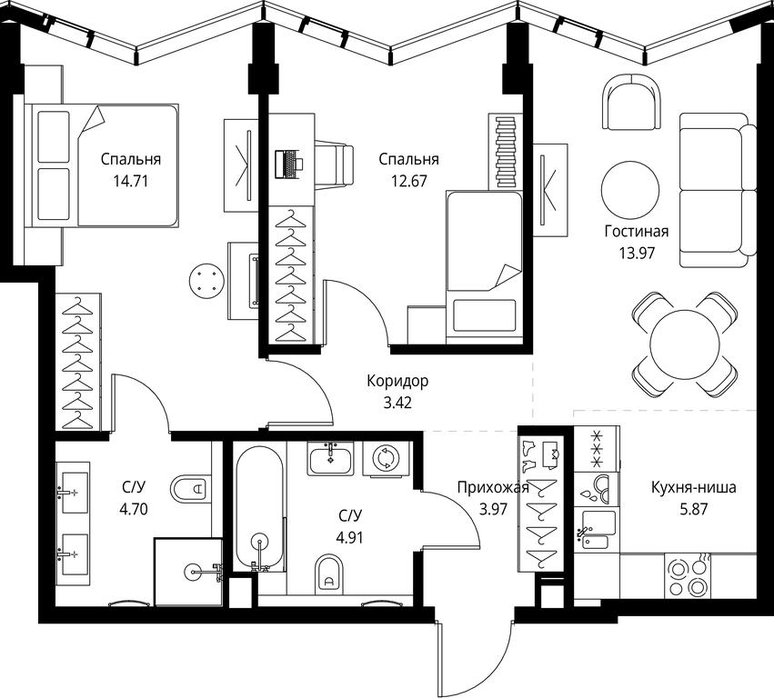 2-BD Apartment Sale, 64.22平方米 at MIRA, Mira Avenue, Moscow, Russia #1 2-BD Apartment Sale, 64.22平方米 at MIRA, Mira Avenue, Moscow, Russia #1