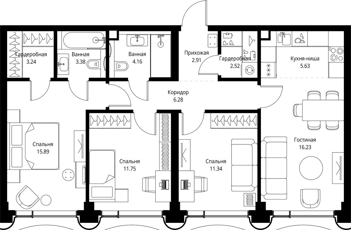 3-BD Apartment Sale, 83.33平方米 at MIRA, Mira Avenue, Moscow, Russia #1