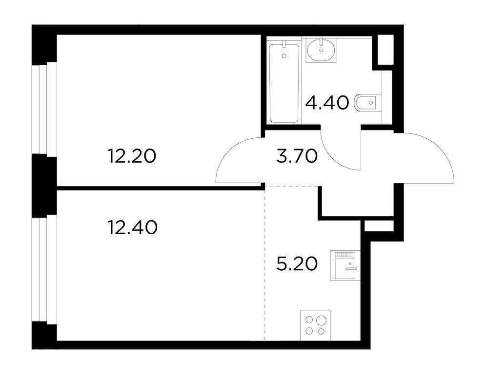 1-BD Apartment Sale, 37.9平方米 at Belyi Grad, Tsentralnaya Street, 1, Mytischi, Moscow Region, Russia #1