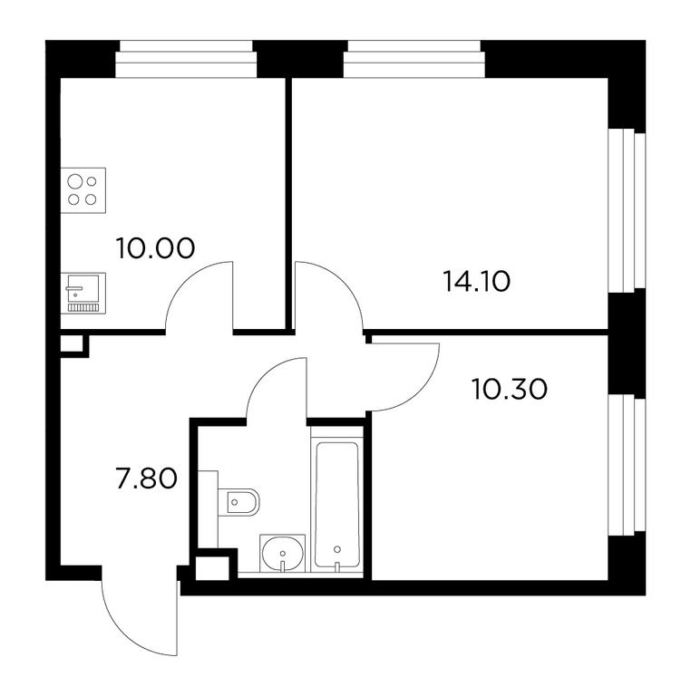 2-BD Apartment Sale, 46.7平方米 at Belyi Grad, Tsentralnaya Street, 1, Mytischi, Moscow Region, Russia #1 2-BD Apartment Sale, 46.7平方米 at Belyi Grad, Tsentralnaya Street, 1, Mytischi, Moscow Region, Russia #1