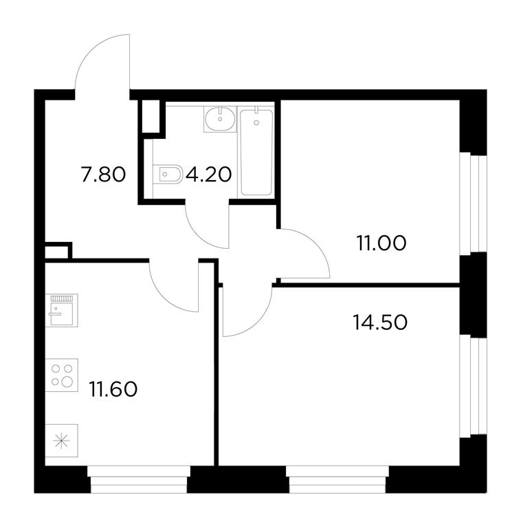 2-BD Apartment Sale, 49.1平方米 at Belyi Grad, Tsentralnaya Street, 1, Mytischi, Moscow Region, Russia #1
