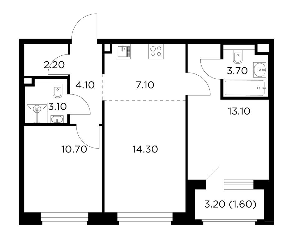 2-BD Apartment Sale, 59.9平方米 at Belyi Grad, Tsentralnaya Street, 1, Mytischi, Moscow Region, Russia #1 2-BD Apartment Sale, 59.9平方米 at Belyi Grad, Tsentralnaya Street, 1, Mytischi, Moscow Region, Russia #1