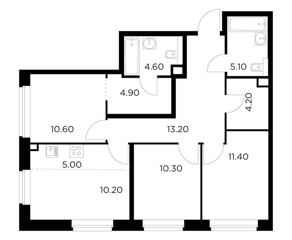 3-BD Apartment Sale, 79.5平方米 at Belyi Grad, Tsentralnaya Street, 1, Mytischi, Moscow Region, Russia #1