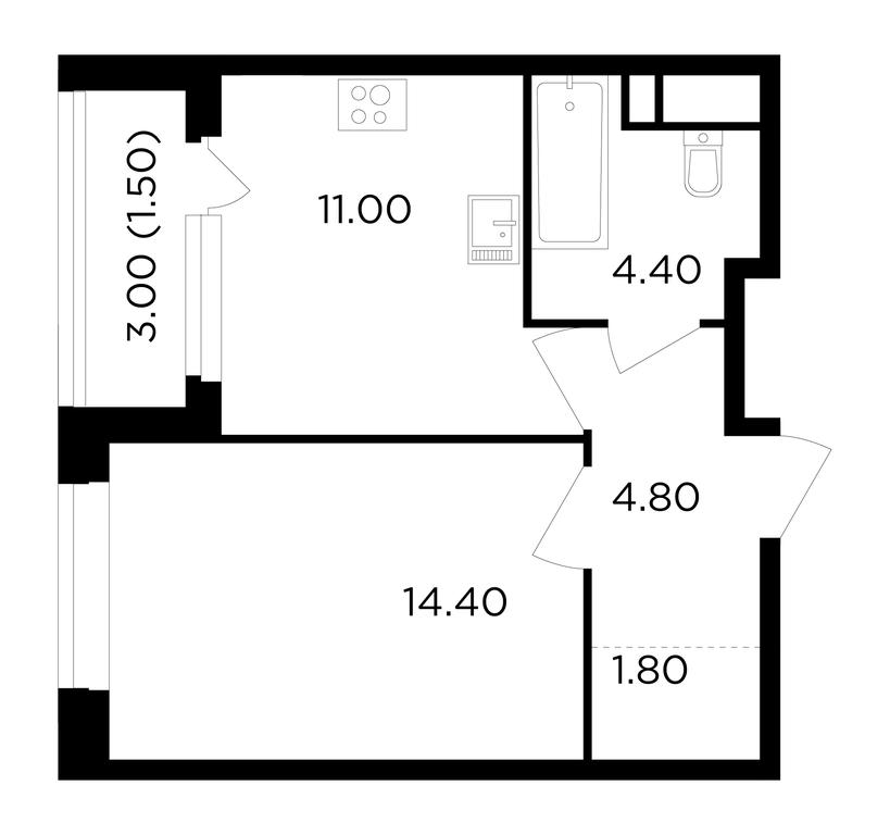 1-BD Apartment Sale, 37.9平方米 at Filatov Lug, zhiloy kompleks Filatov Lug, Moskovskiy Settlement, Moscow, Russia #1 1-BD Apartment Sale, 37.9平方米 at Filatov Lug, zhiloy kompleks Filatov Lug, Moskovskiy Settlement, Moscow, Russia #1