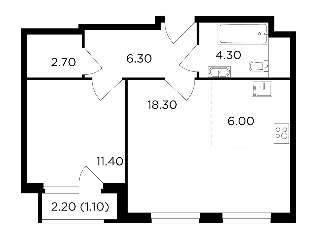 1-BD Apartment Sale, 50.1 sq. m. at Filatov Lug, zhiloy kompleks Filatov Lug, Moskovskiy Settlement, Moscow, Russia #1