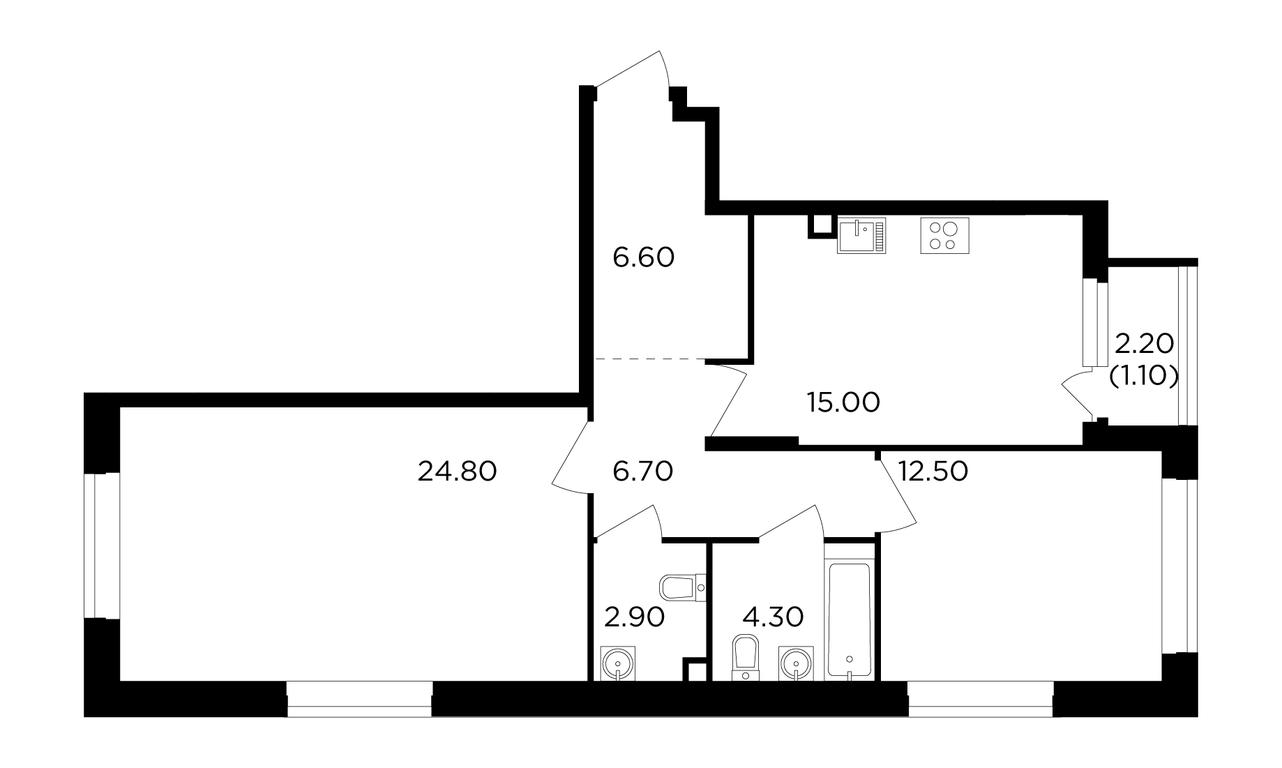 2-BD Apartment Sale, 73.9 sq. m. at Filatov Lug, zhiloy kompleks Filatov Lug, Moskovskiy Settlement, Moscow, Russia #1