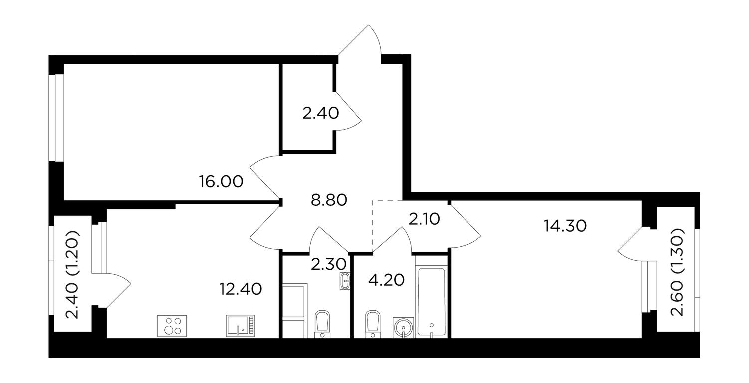 2-BD Apartment Sale, 65 sq. m. at Filatov Lug, zhiloy kompleks Filatov Lug, Moskovskiy Settlement, Moscow, Russia #1