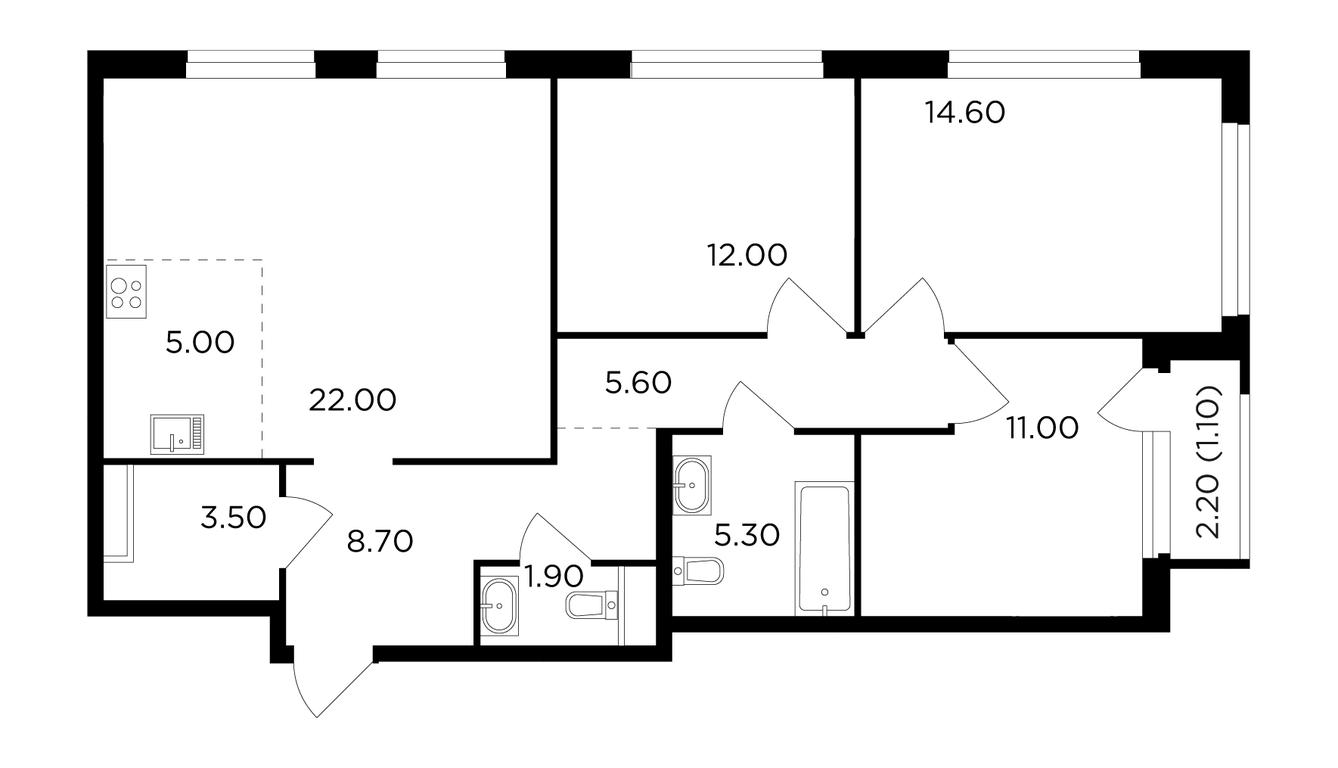 3-BD Apartment Sale, 90.7 sq. m. at Filatov Lug, zhiloy kompleks Filatov Lug, Moskovskiy Settlement, Moscow, Russia #1