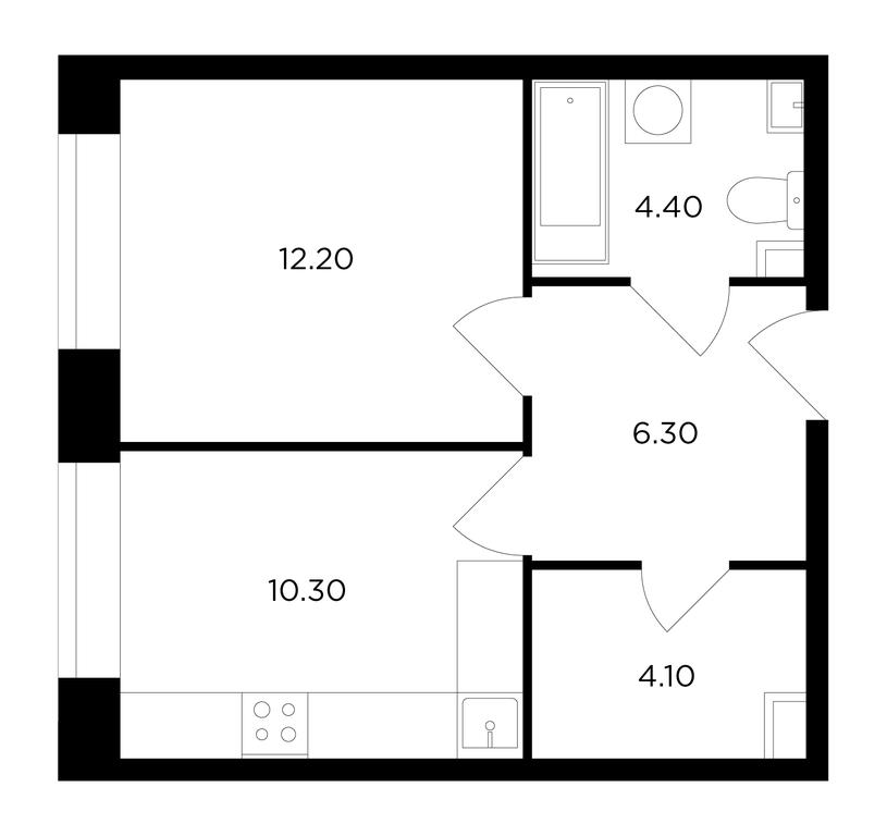 1-BD Apartment Sale, 37.3平方米 at Novoe Medvedkovo, Novoe Medvedkovo Residential Complex, mikrorayon 17A, Mytischi, Moscow Region, Russia #1