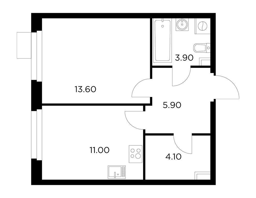 1-BD Apartment Sale, 38.5 sq. m. at Novoe Medvedkovo, Novoe Medvedkovo Residential Complex, mikrorayon 17A, Mytischi, Moscow Region, Russia #1