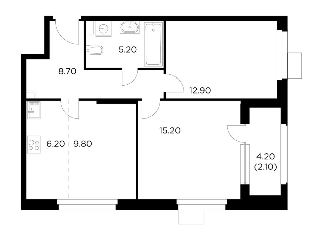 2-BD Apartment Sale, 60.1平方米 at Novoe Medvedkovo, Novoe Medvedkovo Residential Complex, mikrorayon 17A, Mytischi, Moscow Region, Russia #1