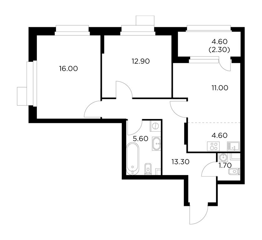 2-BD Apartment Sale, 67.4平方米 at Novoe Medvedkovo, Novoe Medvedkovo Residential Complex, mikrorayon 17A, Mytischi, Moscow Region, Russia #1
