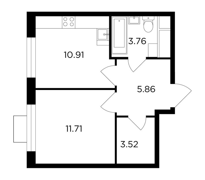 1-BD Apartment Sale, 36.1平方米 at Odingrad. Kvartal "Semeynyi", жилой комплекс Одинград квартал Семейный, Одинцово, Московская область, Россия #1