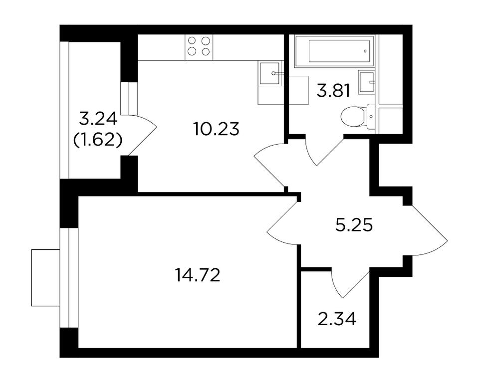 1-BD Apartment Sale, 37.8 sq. m. at Odingrad. Kvartal "Semeynyi", жилой комплекс Одинград квартал Семейный, Одинцово, Московская область, Россия #1