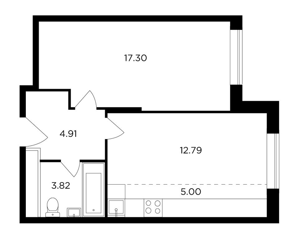1-BD Apartment Sale, 43.7平方米 at Odingrad. Kvartal "Semeynyi", жилой комплекс Одинград квартал Семейный, Одинцово, Московская область, Россия #1