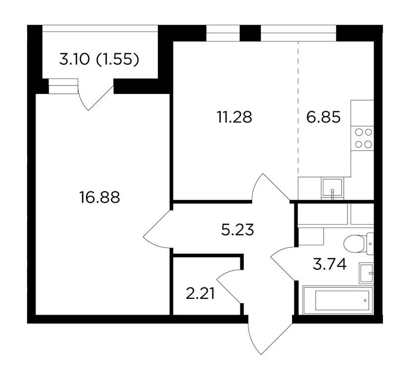 1-BD Apartment Sale, 47.8 sq. m. at Odingrad. Kvartal "Semeynyi", жилой комплекс Одинград квартал Семейный, Одинцово, Московская область, Россия #1 1-BD Apartment Sale, 47.8 sq. m. at Odingrad. Kvartal "Semeynyi", жилой комплекс Одинград квартал Семейный, Одинцово, Московская область, Россия #1