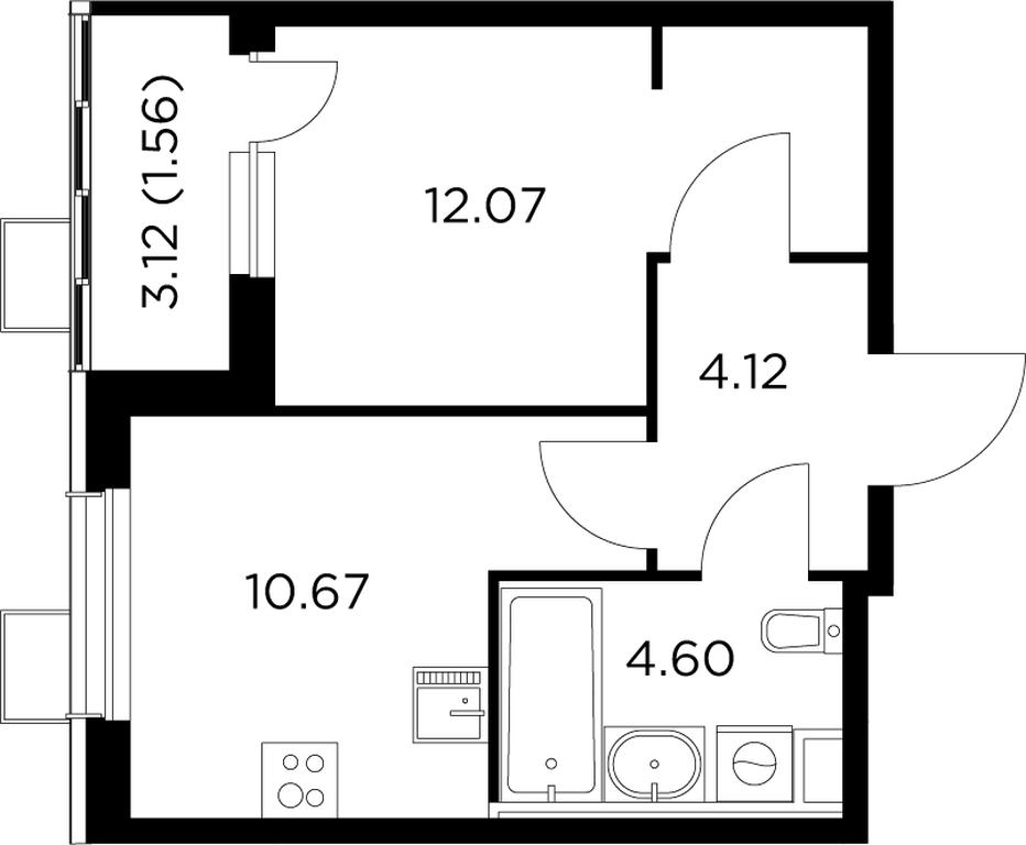 1-BD Apartment Sale, 32.9 sq. m. at Novoe Pushkino, mikrorayon Novoye Pushkino, Pushkino, Moscow Region, Russia #1