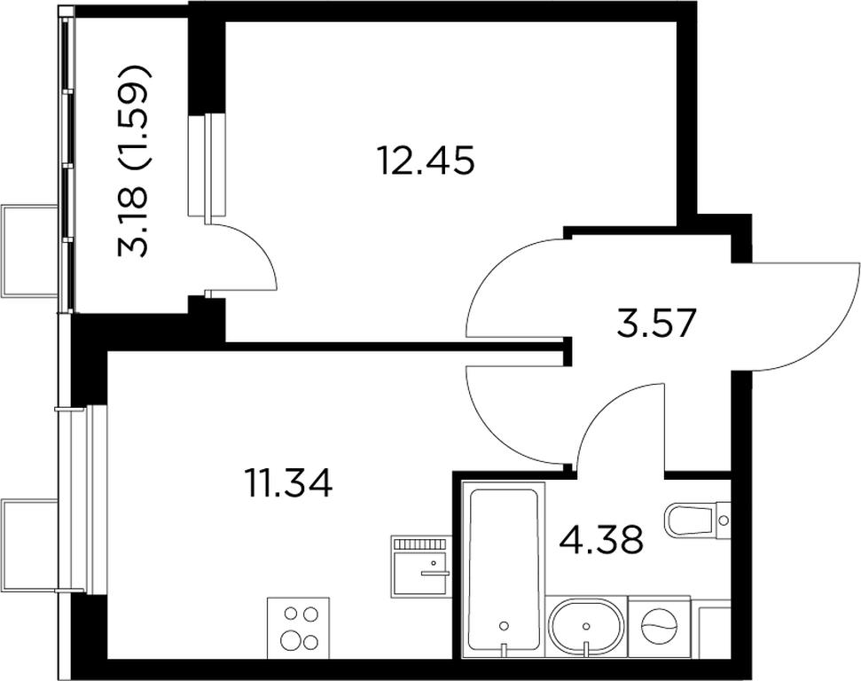1-BD Apartment Sale, 33 sq. m. at Novoe Pushkino, mikrorayon Novoye Pushkino, Pushkino, Moscow Region, Russia #1