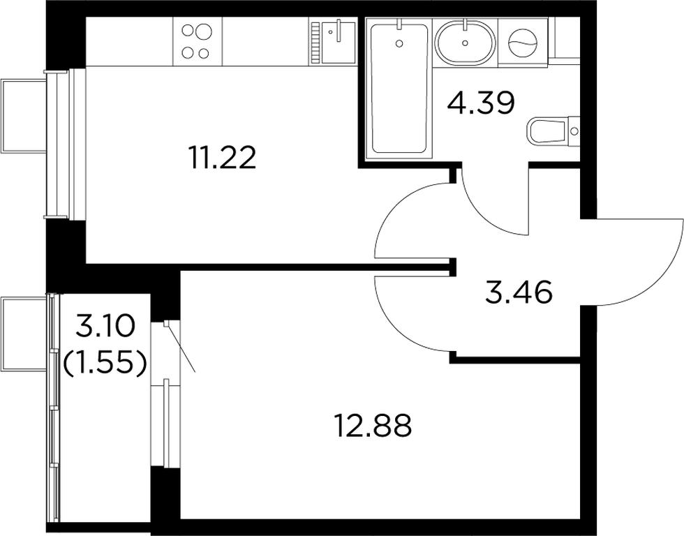 1-BD Apartment Sale, 33.4 sq. m. at Novoe Pushkino, mikrorayon Novoye Pushkino, Pushkino, Moscow Region, Russia #1 1-BD Apartment Sale, 33.4 sq. m. at Novoe Pushkino, mikrorayon Novoye Pushkino, Pushkino, Moscow Region, Russia #1