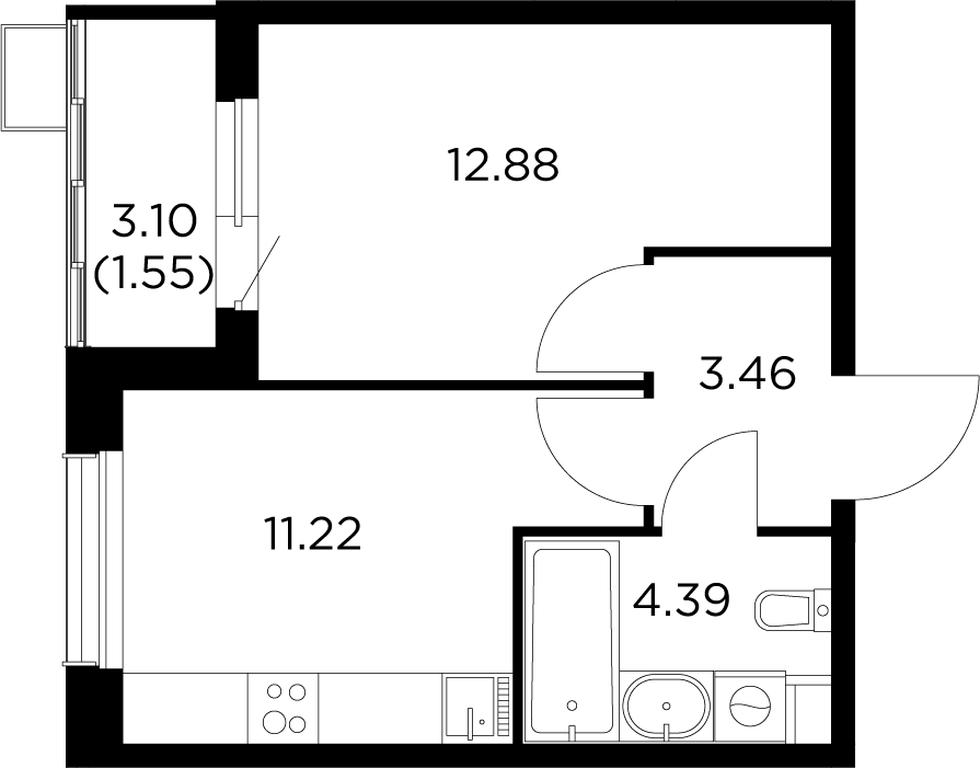 1-BD Apartment Sale, 33.2 sq. m. at Novoe Pushkino, mikrorayon Novoye Pushkino, Pushkino, Moscow Region, Russia #1
