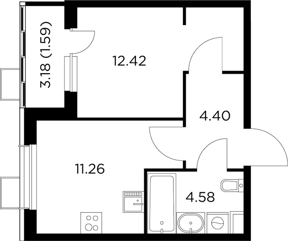 1-BD Apartment Sale, 34.1 sq. m. at Novoe Pushkino, mikrorayon Novoye Pushkino, Pushkino, Moscow Region, Russia #1 1-BD Apartment Sale, 34.1 sq. m. at Novoe Pushkino, mikrorayon Novoye Pushkino, Pushkino, Moscow Region, Russia #1