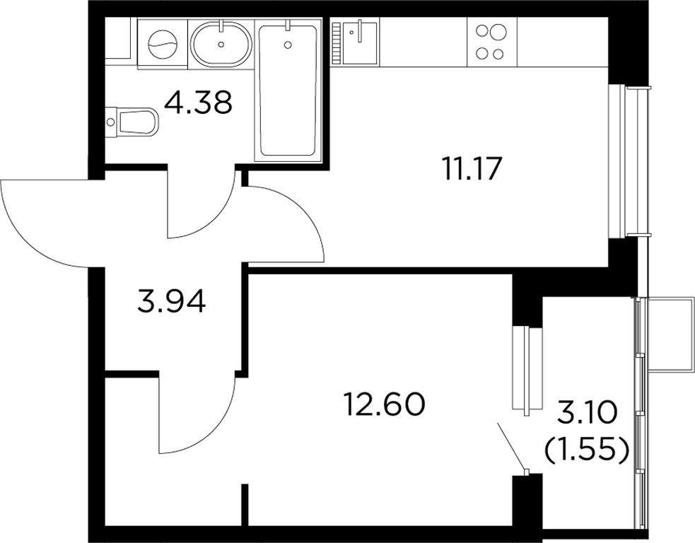 1-BD Apartment Sale, 33.5平方米 at Novoe Pushkino, mikrorayon Novoye Pushkino, Pushkino, Moscow Region, Russia #1