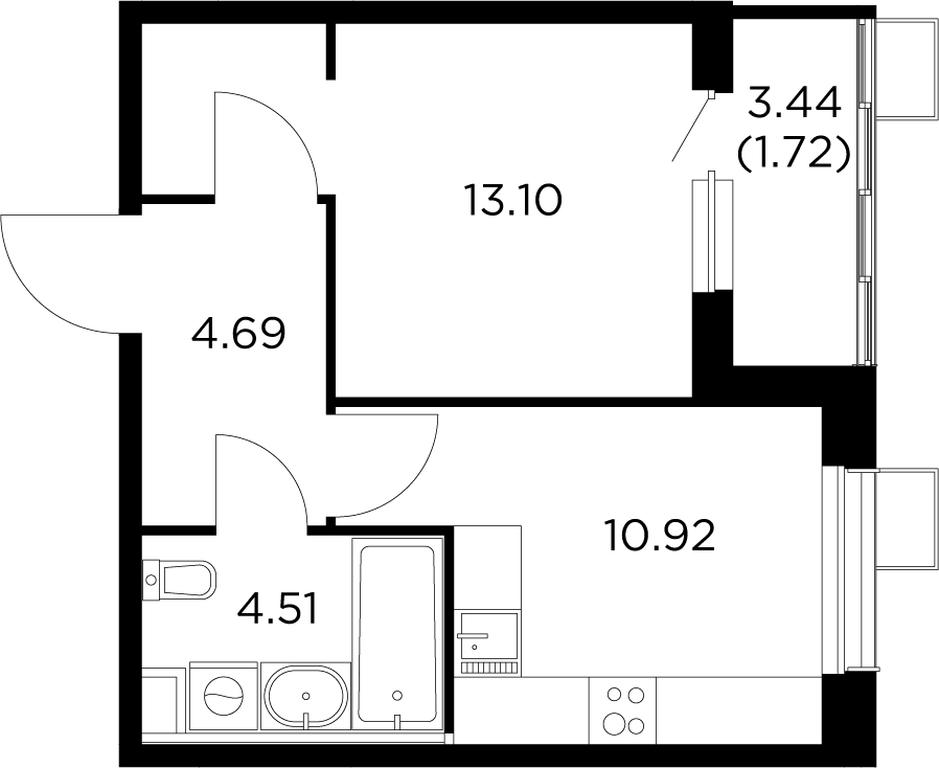 1-BD Apartment Sale, 34.7平方米 at Novoe Pushkino, mikrorayon Novoye Pushkino, Pushkino, Moscow Region, Russia #1