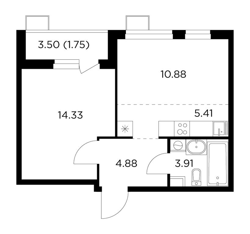 1-BD Apartment Sale, 41 sq. m. at Novoe Pushkino, mikrorayon Novoye Pushkino, Pushkino, Moscow Region, Russia #1