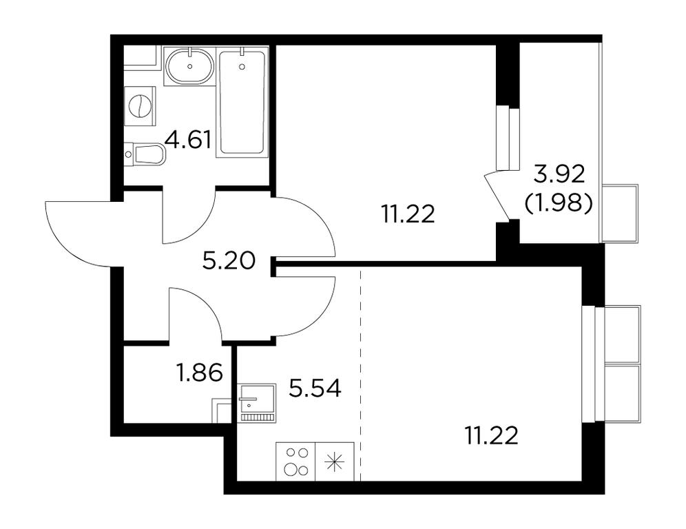 1-BD Apartment Sale, 41.61 sq. m. at Novoe Pushkino, mikrorayon Novoye Pushkino, Pushkino, Moscow Region, Russia #1
