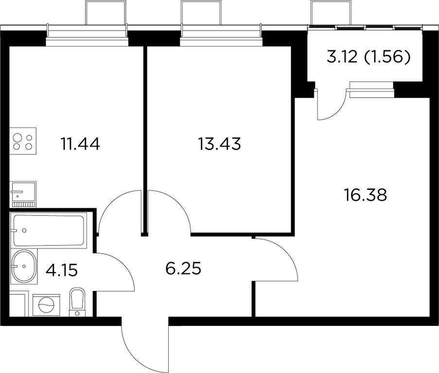 2-BD Apartment Sale, 53 sq. m. at Novoe Pushkino, mikrorayon Novoye Pushkino, Pushkino, Moscow Region, Russia #1