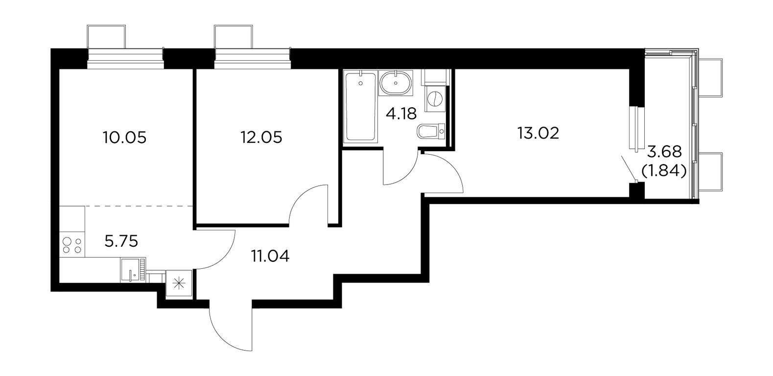 2-BD Apartment Sale, 57.93平方米 at Novoe Pushkino, mikrorayon Novoye Pushkino, Pushkino, Moscow Region, Russia #1