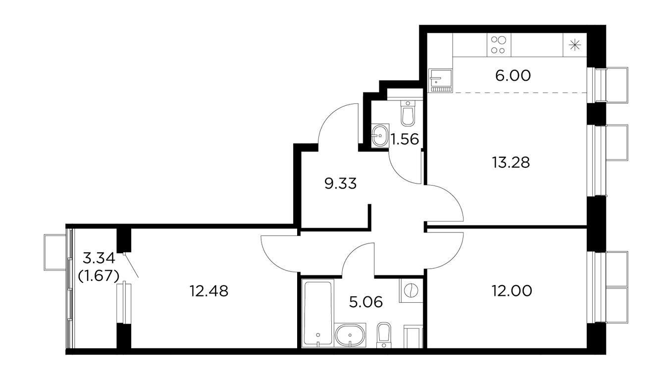 2-BD Apartment Sale, 61.38平方米 at Novoe Pushkino, mikrorayon Novoye Pushkino, Pushkino, Moscow Region, Russia #1 2-BD Apartment Sale, 61.38平方米 at Novoe Pushkino, mikrorayon Novoye Pushkino, Pushkino, Moscow Region, Russia #1