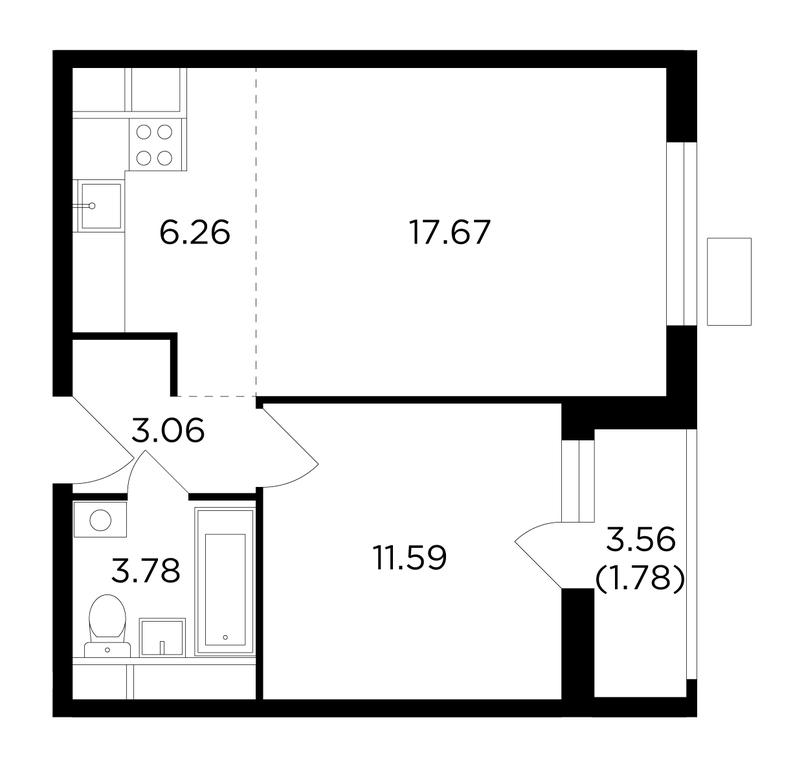 1-BD Apartment Sale, 44.2 sq. m. at Vesna, zhiloy kompleks Vesna, Aprelevka, Naro-Fominskiy City District, Moscow Region, Russia #1 1-BD Apartment Sale, 44.2 sq. m. at Vesna, zhiloy kompleks Vesna, Aprelevka, Naro-Fominskiy City District, Moscow Region, Russia #1