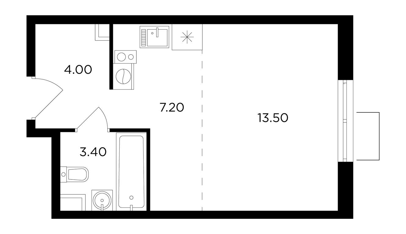 Apartment Sale, 28.3平方米 at Milovidnoe, zhiloy kompleks Milovidnoye, Settlement of Razvilka, Leninskiy City District, Moscow Region, Russia #1