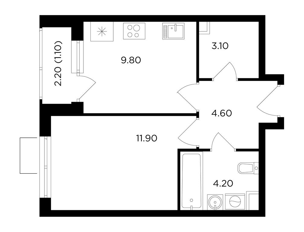 1-BD Apartment Sale, 34.7 sq. m. at Milovidnoe, zhiloy kompleks Milovidnoye, Settlement of Razvilka, Leninskiy City District, Moscow Region, Russia #1