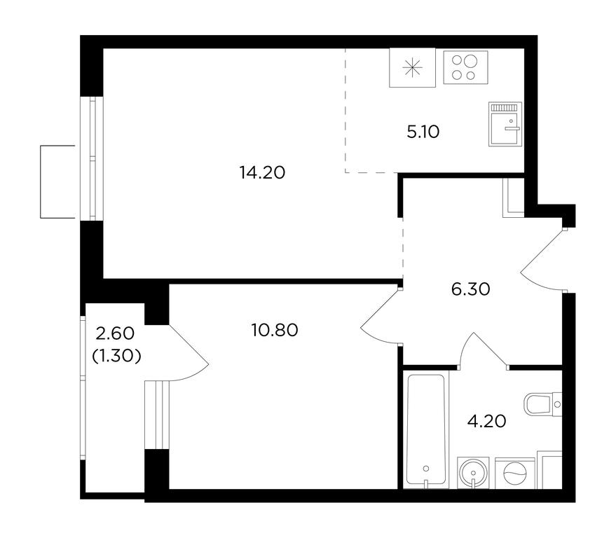 1-BD Apartment Sale, 42.1 sq. m. at Milovidnoe, zhiloy kompleks Milovidnoye, Settlement of Razvilka, Leninskiy City District, Moscow Region, Russia #1