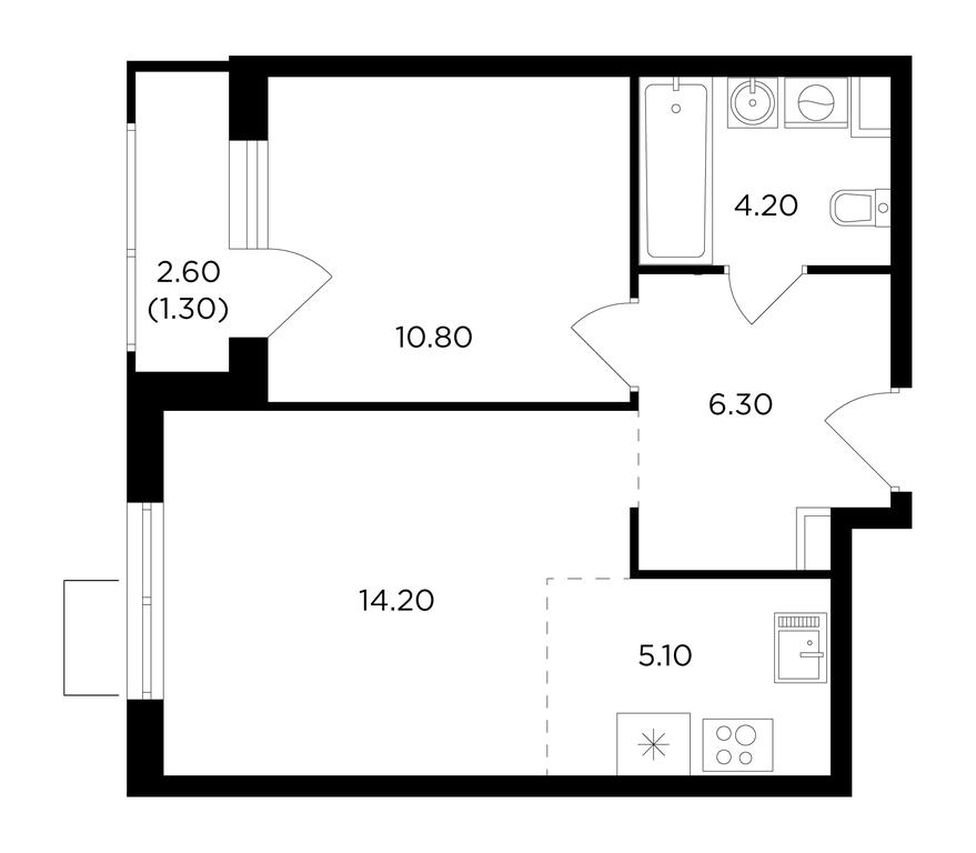 1-BD Apartment Sale, 42.2 sq. m. at Milovidnoe, zhiloy kompleks Milovidnoye, Settlement of Razvilka, Leninskiy City District, Moscow Region, Russia #1