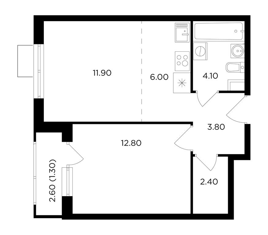 1-BD Apartment Sale, 42.4 sq. m. at Milovidnoe, zhiloy kompleks Milovidnoye, Settlement of Razvilka, Leninskiy City District, Moscow Region, Russia #1