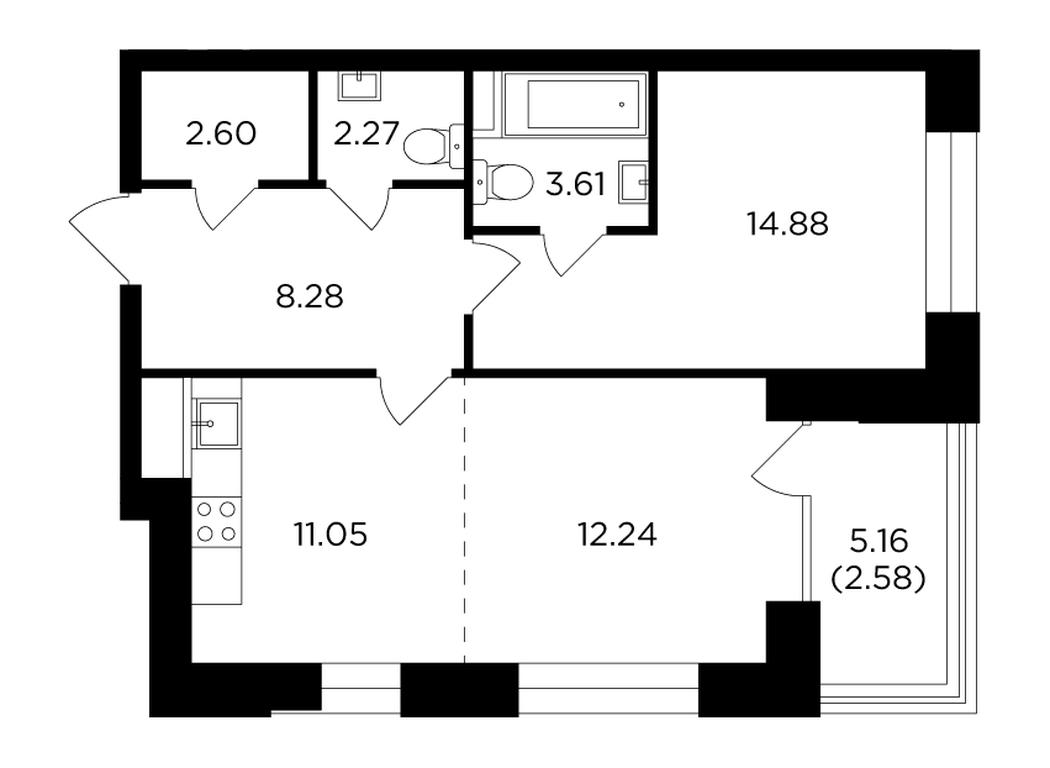 1-BD Apartment Sale, 57.8 sq. m. at Foriver, Simonovskaya Embankment, 3к1, Moscow, Russia #1 1-BD Apartment Sale, 57.8 sq. m. at Foriver, Simonovskaya Embankment, 3к1, Moscow, Russia #1