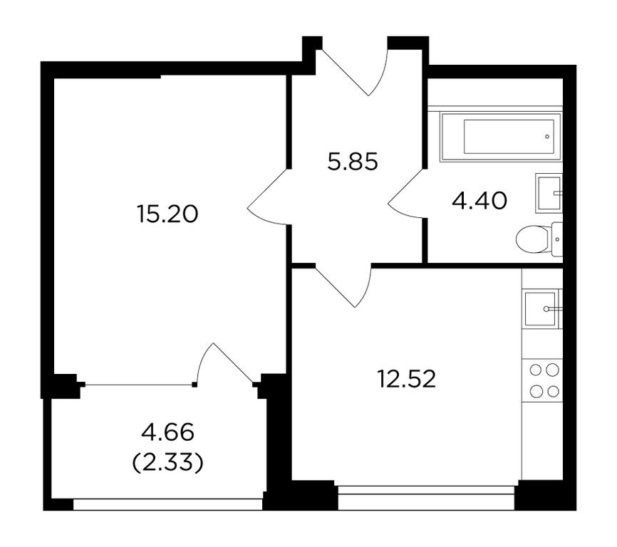1-BD Apartment Sale, 40 sq. m. at RiverSky, Vostochnaya Street, 4Ак1, Moscow, Russia #1 1-BD Apartment Sale, 40 sq. m. at RiverSky, Vostochnaya Street, 4Ак1, Moscow, Russia #1
