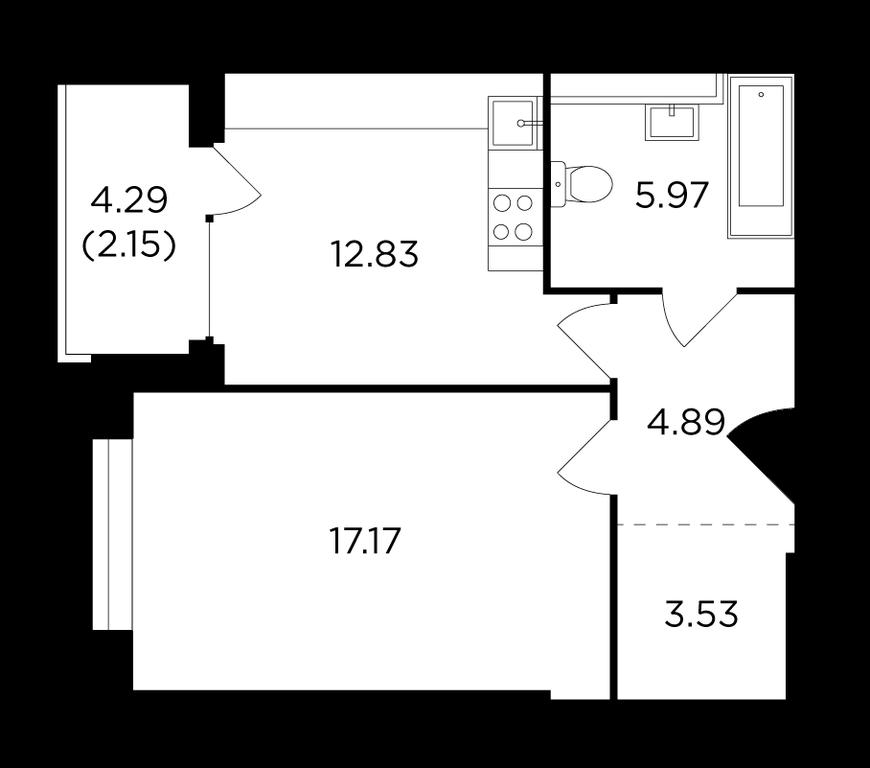 1-BD Apartment Sale, 47.9平方米 at RiverSky, Vostochnaya Street, 4Ак1, Moscow, Russia #1 1-BD Apartment Sale, 47.9平方米 at RiverSky, Vostochnaya Street, 4Ак1, Moscow, Russia #1