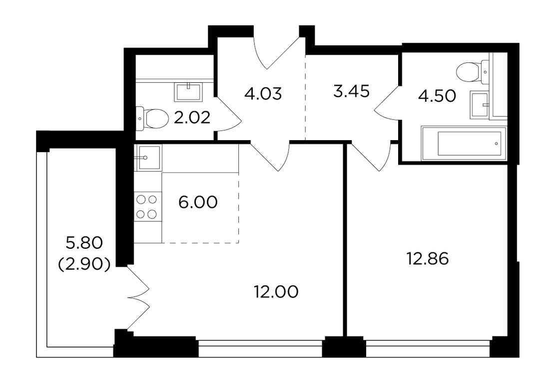 1-BD Apartment Sale, 47.3平方米 at RiverSky, Vostochnaya Street, 4Ак1, Moscow, Russia #1 1-BD Apartment Sale, 47.3平方米 at RiverSky, Vostochnaya Street, 4Ак1, Moscow, Russia #1
