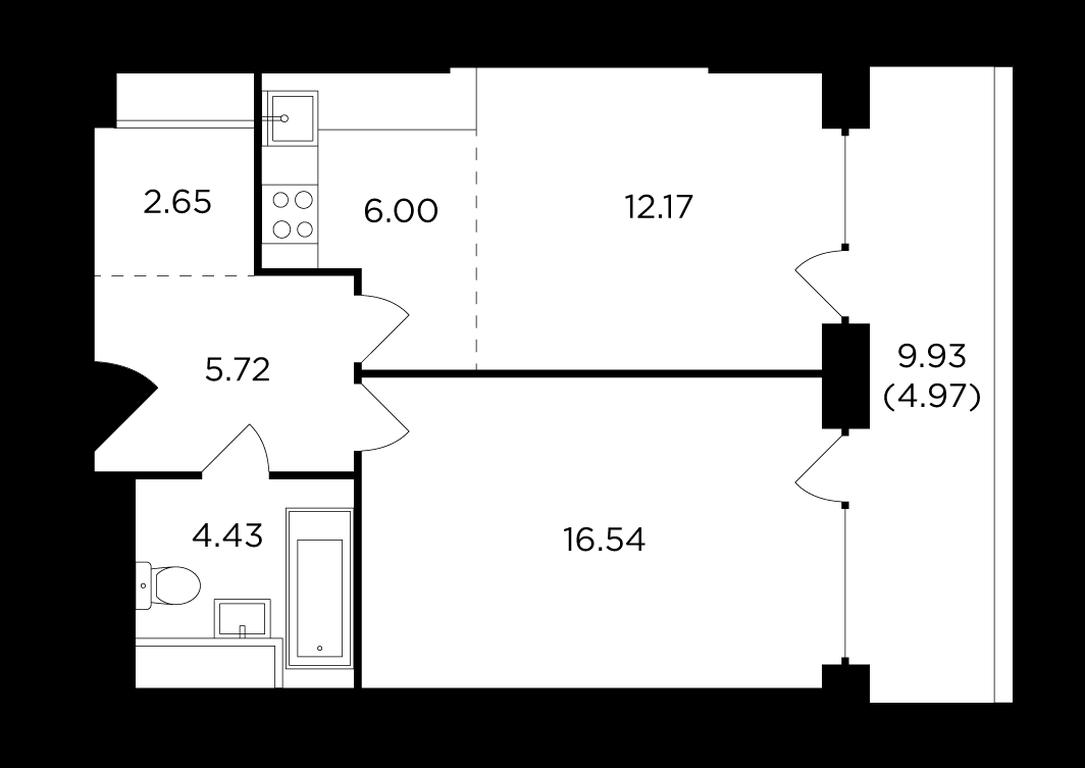 1-BD Apartment Sale, 53.4平方米 at RiverSky, Vostochnaya Street, 4Ак1, Moscow, Russia #1 1-BD Apartment Sale, 53.4平方米 at RiverSky, Vostochnaya Street, 4Ак1, Moscow, Russia #1