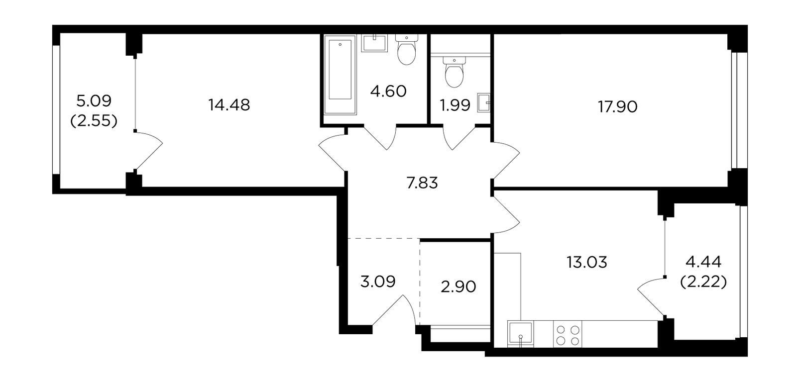 2-BD Apartment Sale, 69.9平方米 at RiverSky, Vostochnaya Street, 4Ак1, Moscow, Russia #1 2-BD Apartment Sale, 69.9平方米 at RiverSky, Vostochnaya Street, 4Ак1, Moscow, Russia #1