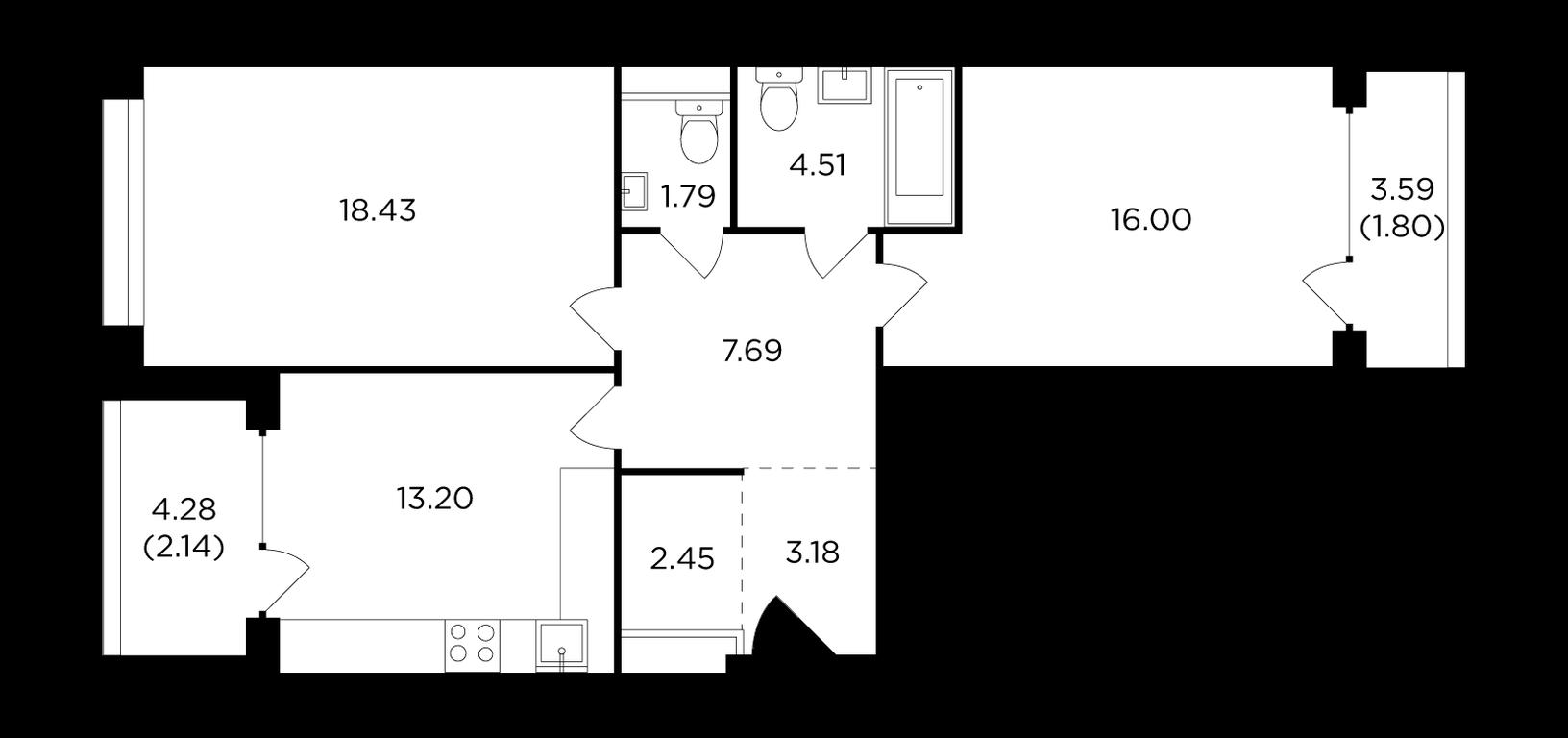2-BD Apartment Sale, 71.5平方米 at RiverSky, Vostochnaya Street, 4Ак1, Moscow, Russia #1 2-BD Apartment Sale, 71.5平方米 at RiverSky, Vostochnaya Street, 4Ак1, Moscow, Russia #1