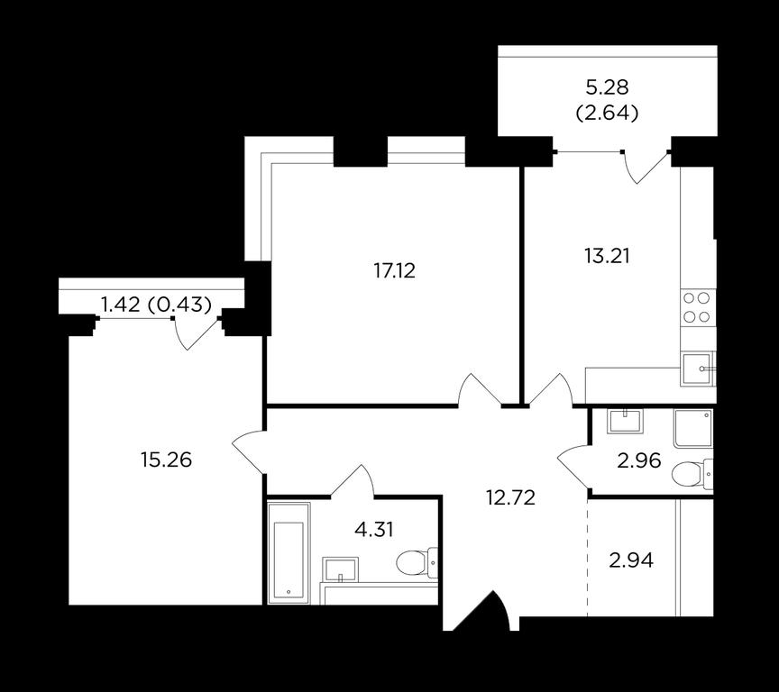 2-BD Apartment Sale, 71.7 sq. m. at RiverSky, Vostochnaya Street, 4Ак1, Moscow, Russia #1 2-BD Apartment Sale, 71.7 sq. m. at RiverSky, Vostochnaya Street, 4Ак1, Moscow, Russia #1