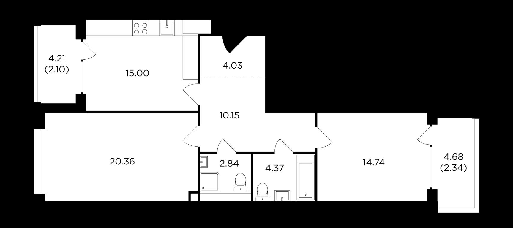 2-BD Apartment Sale, 76.8 sq. m. at RiverSky, Vostochnaya Street, 4Ак1, Moscow, Russia #1 2-BD Apartment Sale, 76.8 sq. m. at RiverSky, Vostochnaya Street, 4Ак1, Moscow, Russia #1