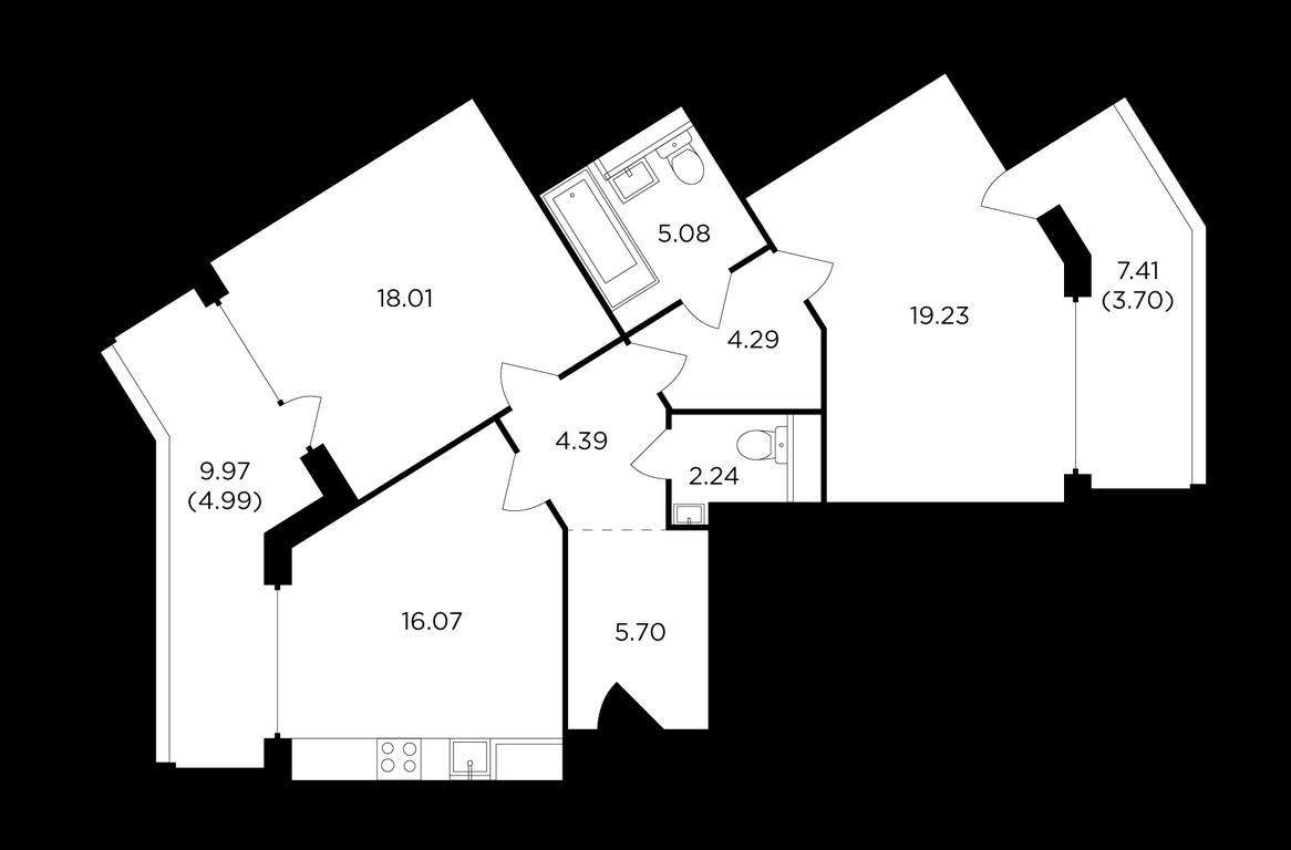 2-BD Apartment Sale, 86.5平方米 at RiverSky, Vostochnaya Street, 4Ак1, Moscow, Russia #1 2-BD Apartment Sale, 86.5平方米 at RiverSky, Vostochnaya Street, 4Ак1, Moscow, Russia #1