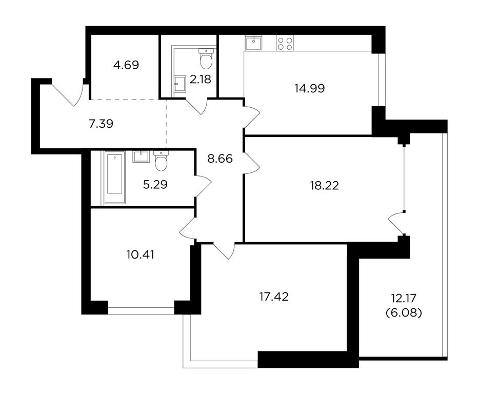 3-BD Apartment Sale, 96.5平方米 at RiverSky, Vostochnaya Street, 4Ак1, Moscow, Russia #1 3-BD Apartment Sale, 96.5平方米 at RiverSky, Vostochnaya Street, 4Ак1, Moscow, Russia #1